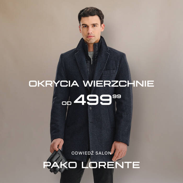 Pako Lorente – męski płaszcz jesienno-zimowy, okrycia wierzchnie od 499,99 zł.