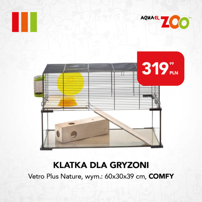 Klatka dla gryzoni Vetro Plus Nature 60×30×39 cm - Aquael ZOO