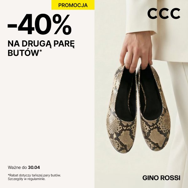 Buty w promocji druga para 40 procent taniej w CCC