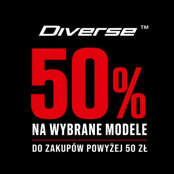 Grafika Diverse z informacją o -50% na wybrane modele przy zakupach powyżej 50 zł