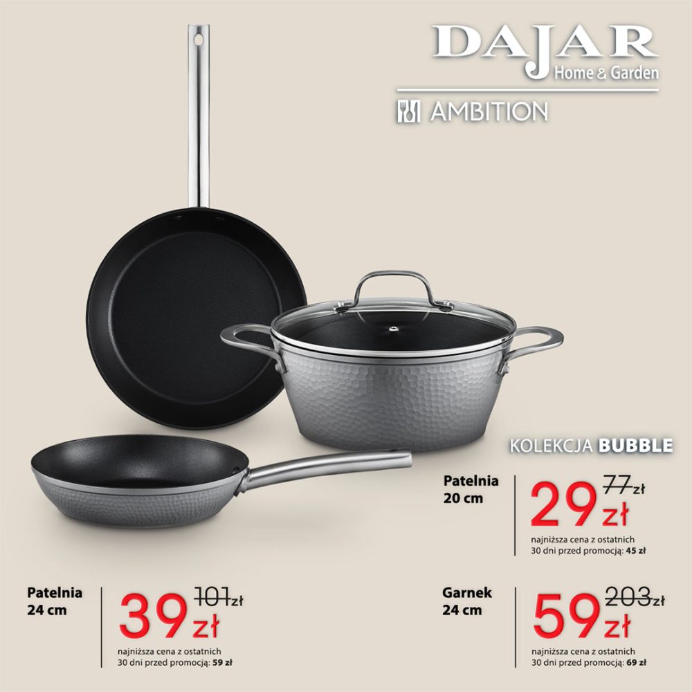 patelnie i garnek ambition bubble zestaw kuchenny promocja