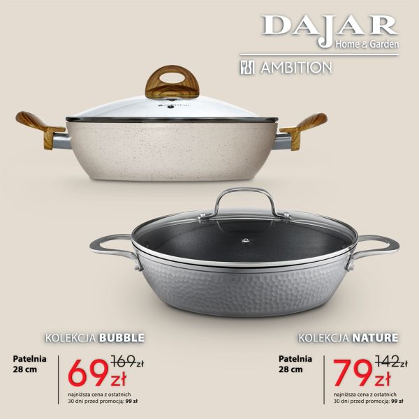 patelnie i garnek ambition bubble zestaw kuchenny promocja