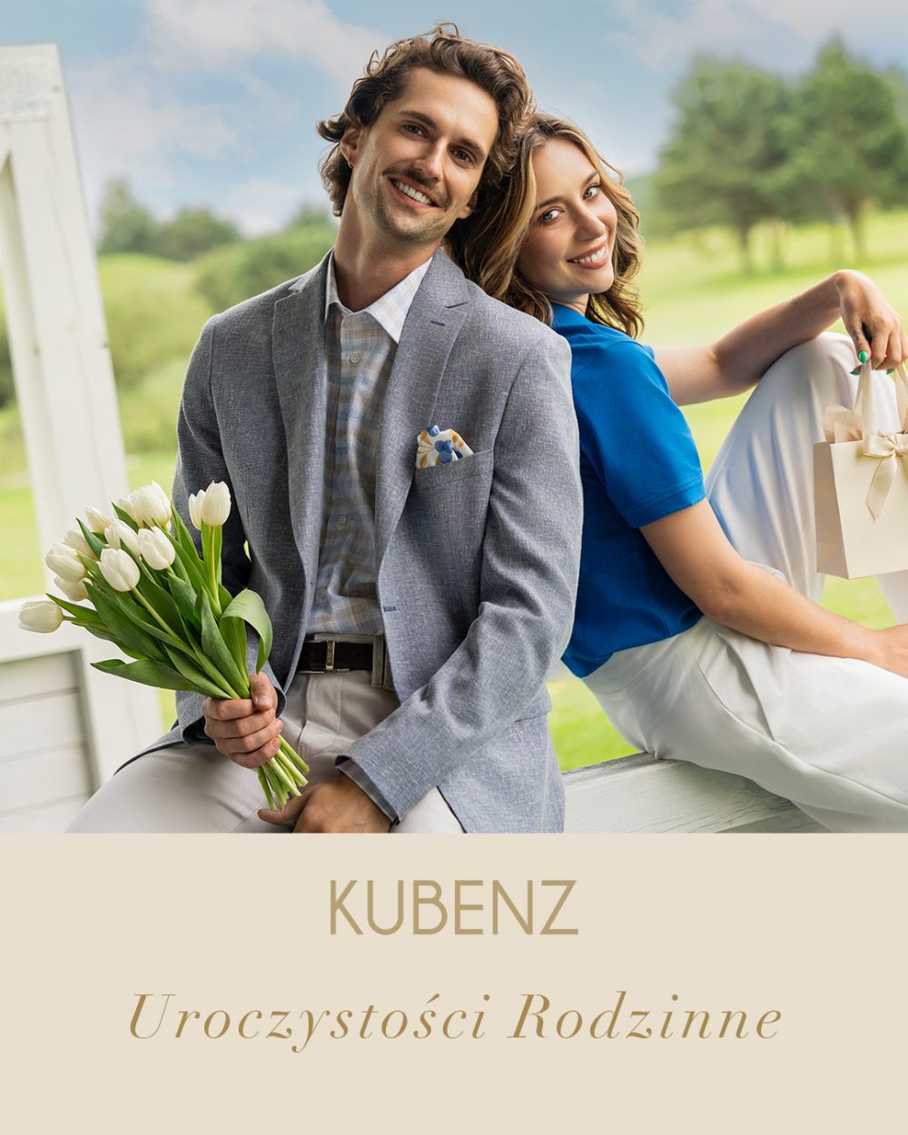 Mężczyzna w garniturze Kubenz styl na uroczystości rodzinne