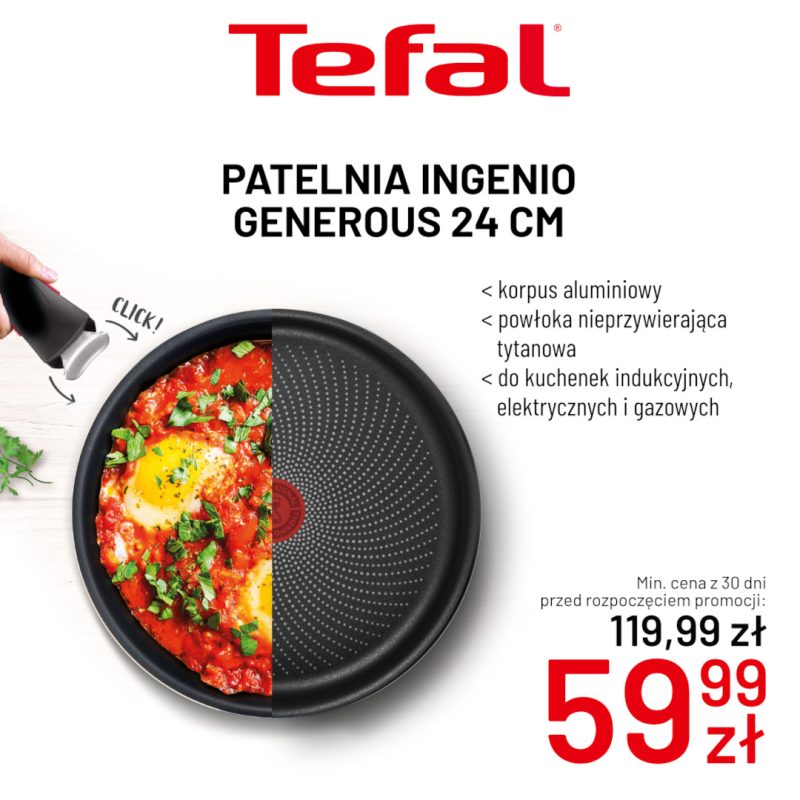 Patelnia Tefal Ingenio Generous 24 cm w promocji 59,99 zł