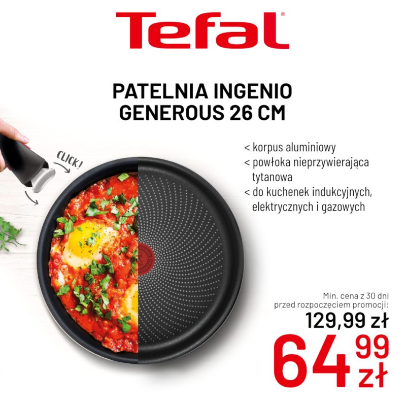 Patelnia Tefal Ingenio Generous 26 cm w promocji 64,99 zł