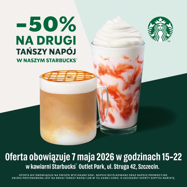 Dwa napoje Starbucks, promocja -50% na drugi