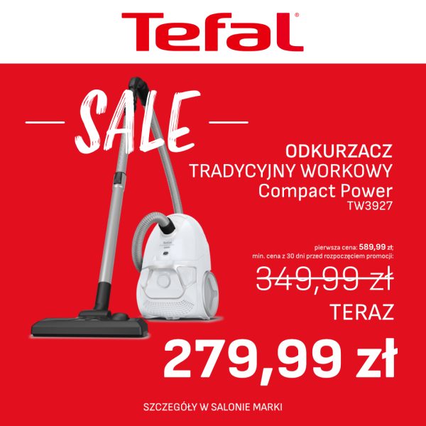 Odkurzacz workowy Tefal Compact Power TW3927 w super cenie w Outlet Park Szczecin