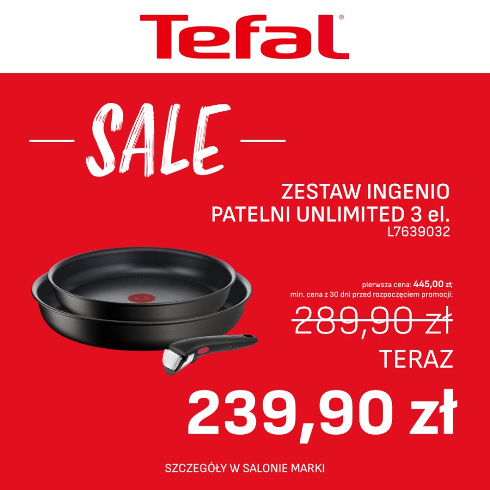 Zestaw patelni Tefal Ingenio Unlimited 3 elementy w promocji w Outlet Park Szczecin