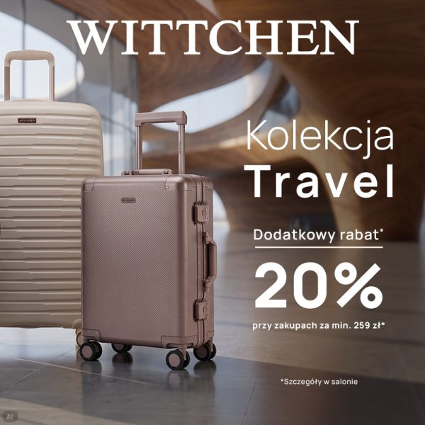 Walizki WITTCHEN z kolekcji Travel i napis dodatkowy rabat 20% – promocja w Outlet Park Szczecin