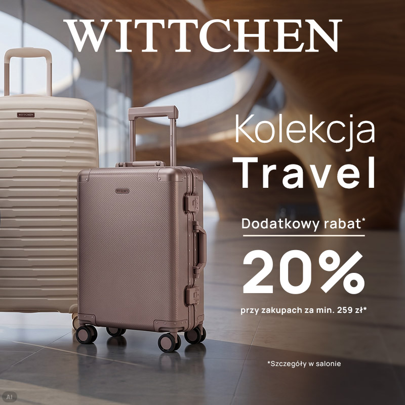 Walizki WITTCHEN z kolekcji Travel i napis dodatkowy rabat 20% – promocja w Outlet Park Szczecin