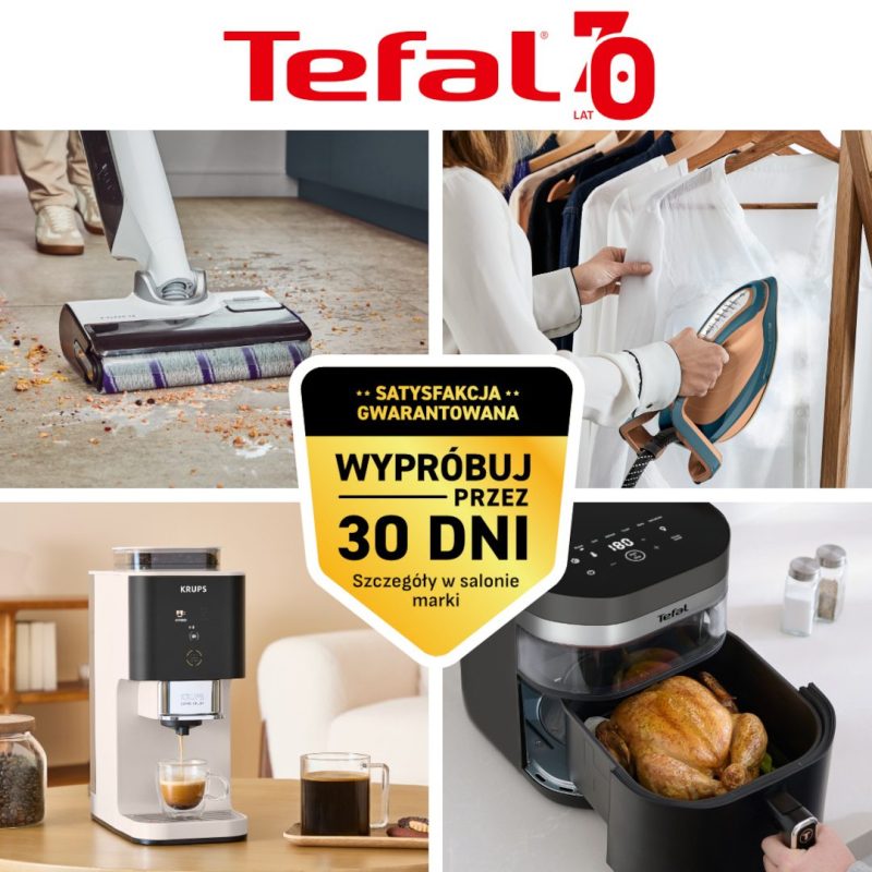 Odkurzacz, żelazko parowe, ekspres i frytkownica Tefal z oznaczeniem Satysfakcja gwarantowana, wypróbuj przez 30 dni – Outlet Park Szczecin