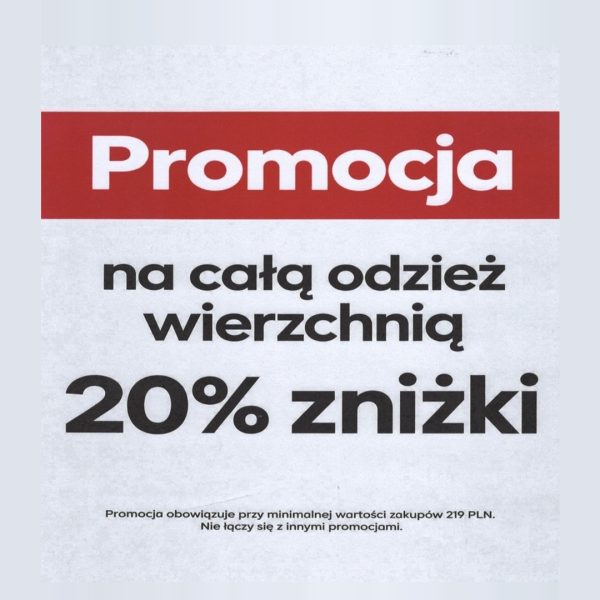 Grafika promocji Calvin Klein w Outlet Park Szczecin: 20% zniżki na odzież wierzchnią przy zakupach od 219 zł