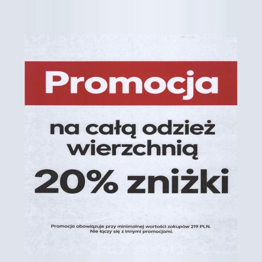 Grafika promocji Calvin Klein w Outlet Park Szczecin: 20% zniżki na odzież wierzchnią przy zakupach od 219 zł