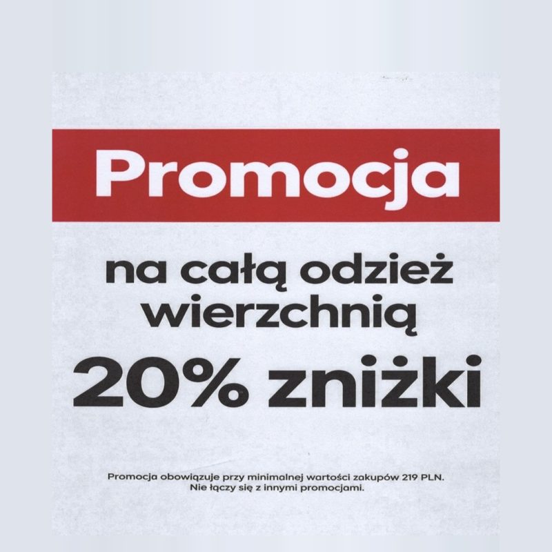 Grafika promocji Calvin Klein w Outlet Park Szczecin: 20% zniżki na odzież wierzchnią przy zakupach od 219 zł