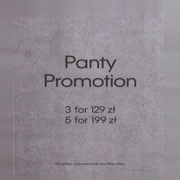 Grafika promocji Calvin Klein w Outlet Park Szczecin: Panty Promotion, 3 za 129 zł, 5 za 199 zł