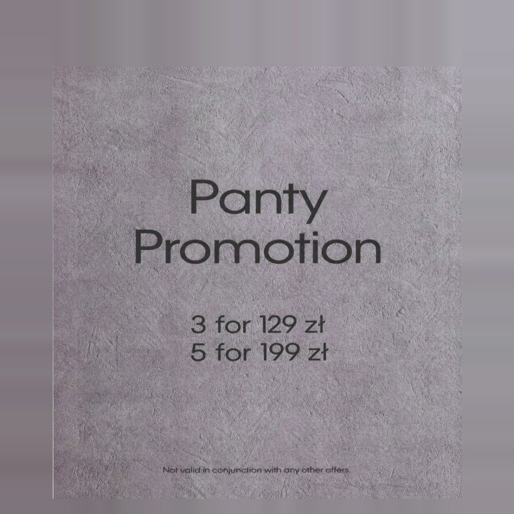 Grafika promocji Calvin Klein w Outlet Park Szczecin: Panty Promotion, 3 za 129 zł, 5 za 199 zł