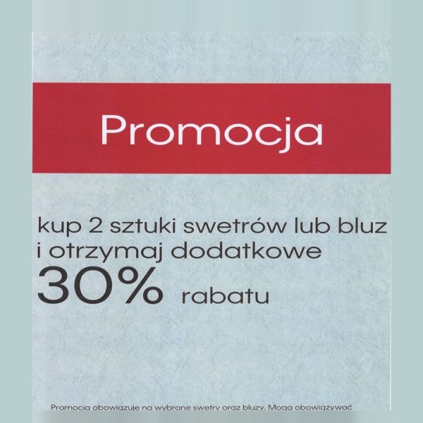 Grafika promocji Calvin Klein w Outlet Park Szczecin: kup 2 sztuki swetrów lub bluz i otrzymaj dodatkowe 30% rabatu