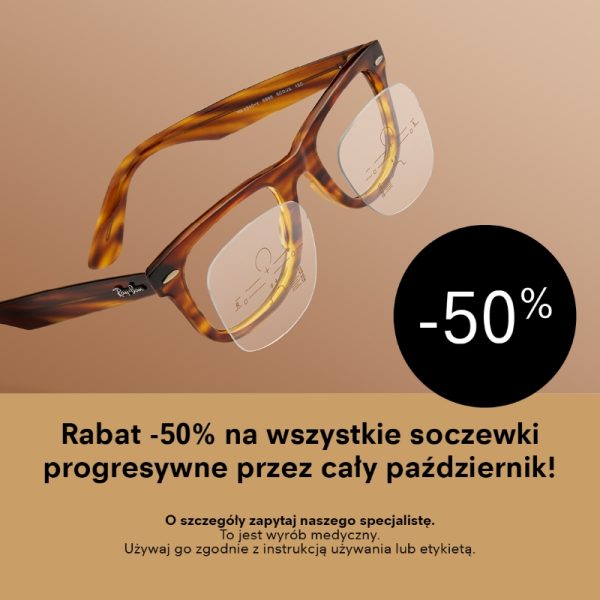 Okulary w brązowej oprawce z soczewkami progresywnymi i rabatem -50%, salon optyczny Outly, Outlet Park Szczecin